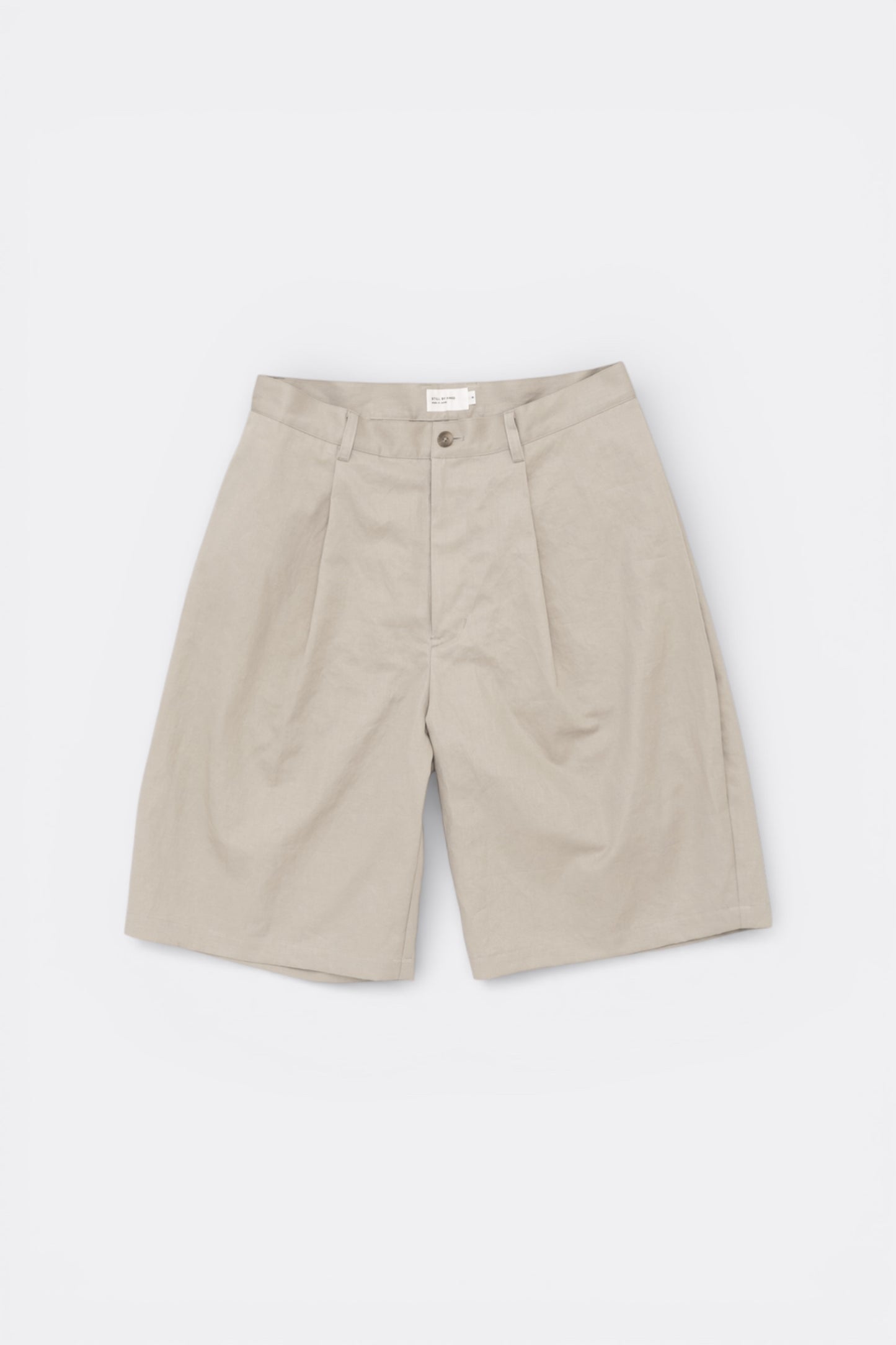 Still By Hand Linen Mixed Wide Shorts Taupe | Premium Japanese Menswear