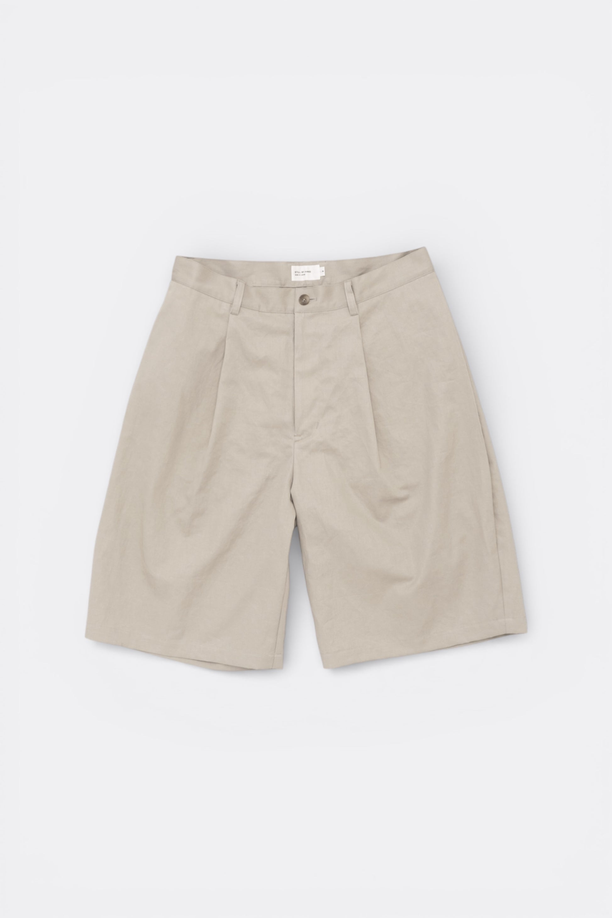 Still By Hand Linen Mixed Wide Shorts Taupe | Premium Japanese Menswear