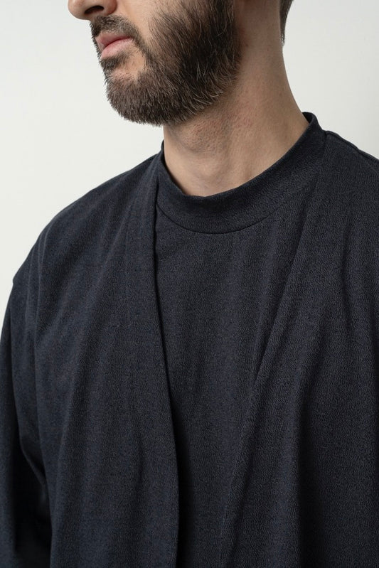 Still By Hand - Mixed Colour Cardigan (Black Navy)