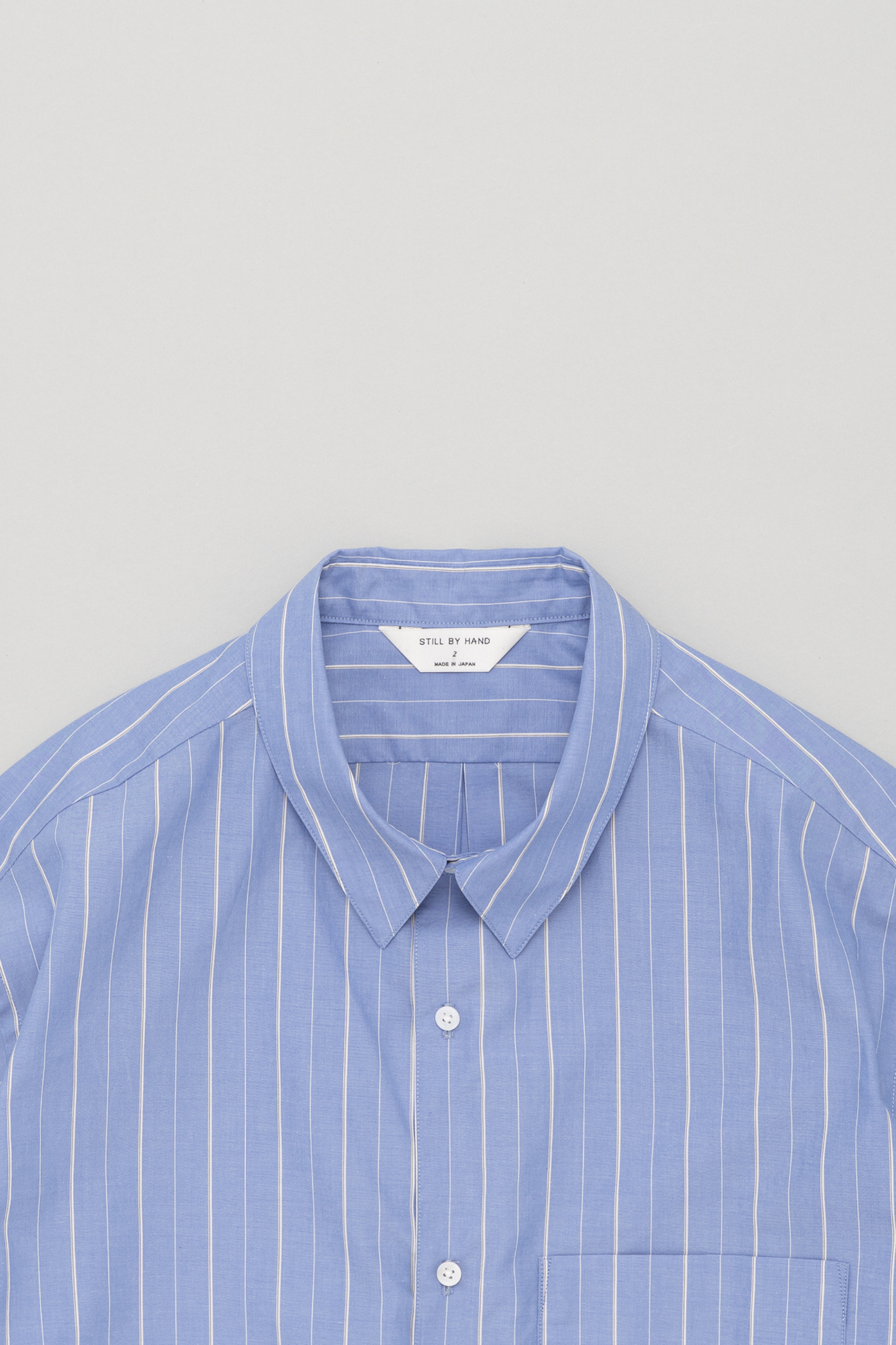 Chemise Col Classique Blue Stripe Still By Hand - Coton Japonais Nishiwaki