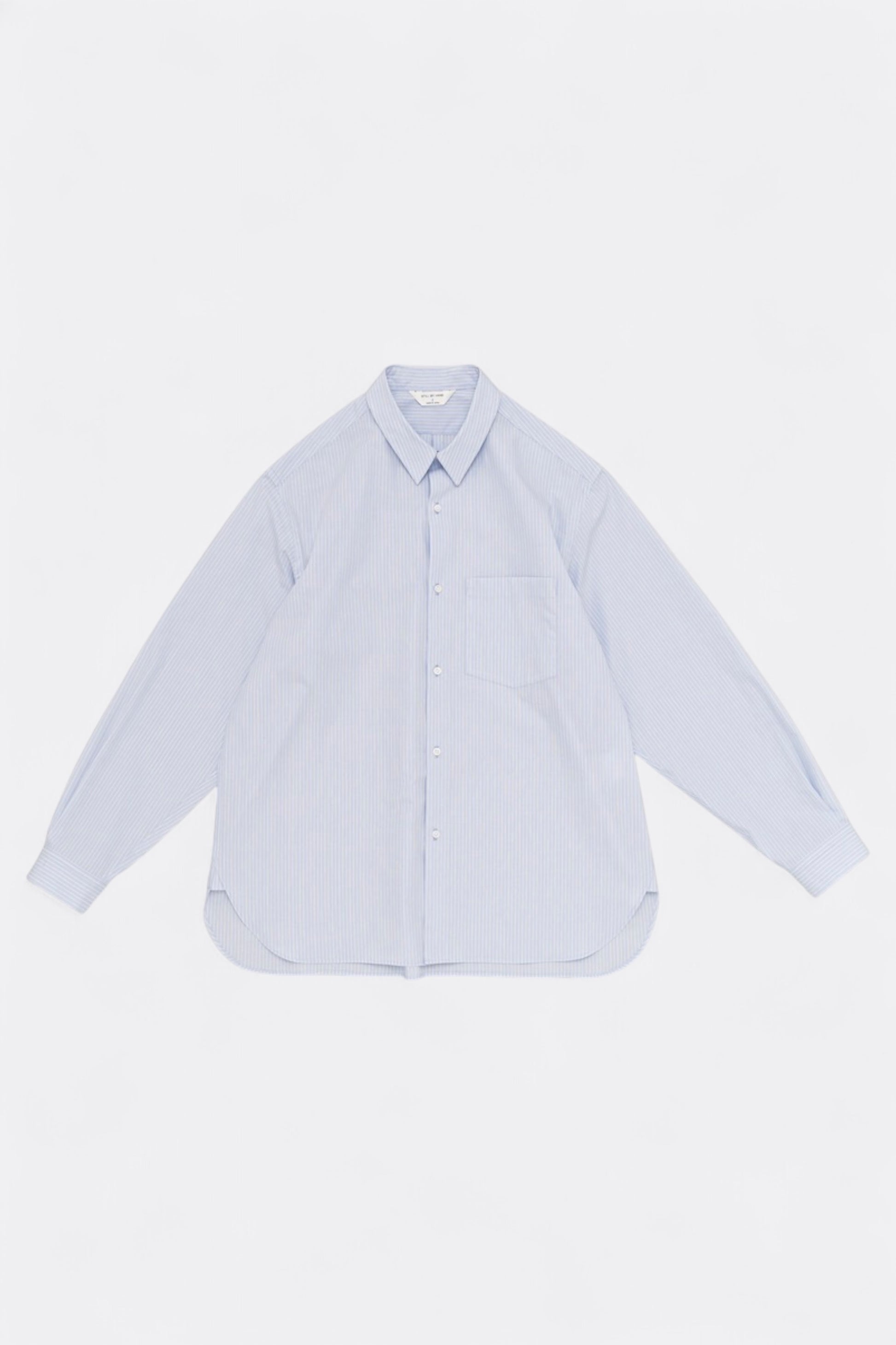 Still By Hand - Regular Collar Shirt (Blue Stripe)