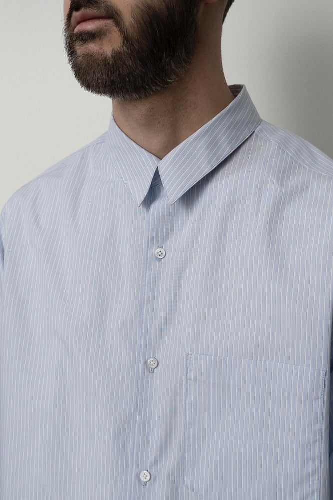 Still By Hand - Regular Collar Shirt (Blue Stripe)