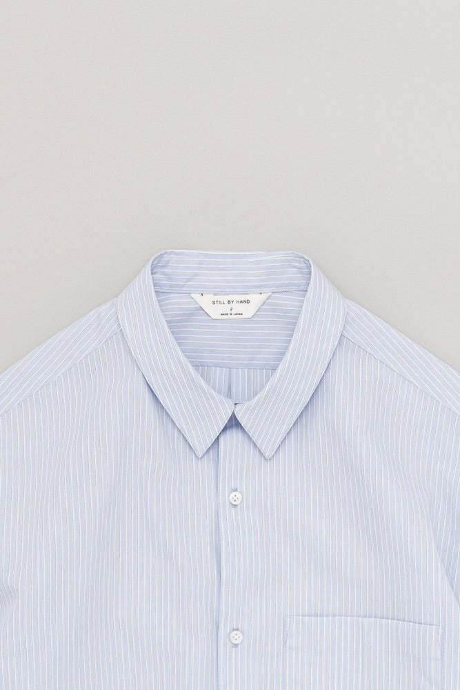 Still By Hand - Regular Collar Shirt (Blue Stripe)