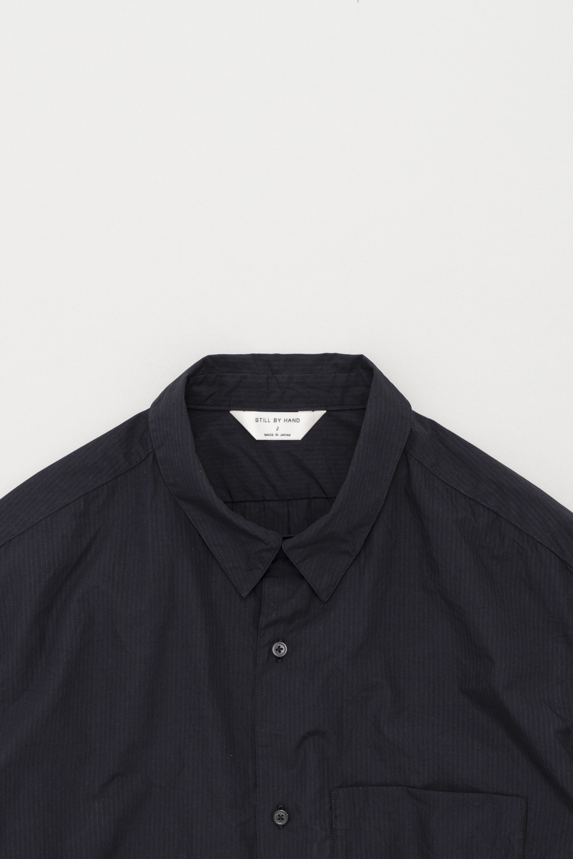 Chemise Col Classique Navy Stripe Still By Hand - Coton Japonais Nishiwaki