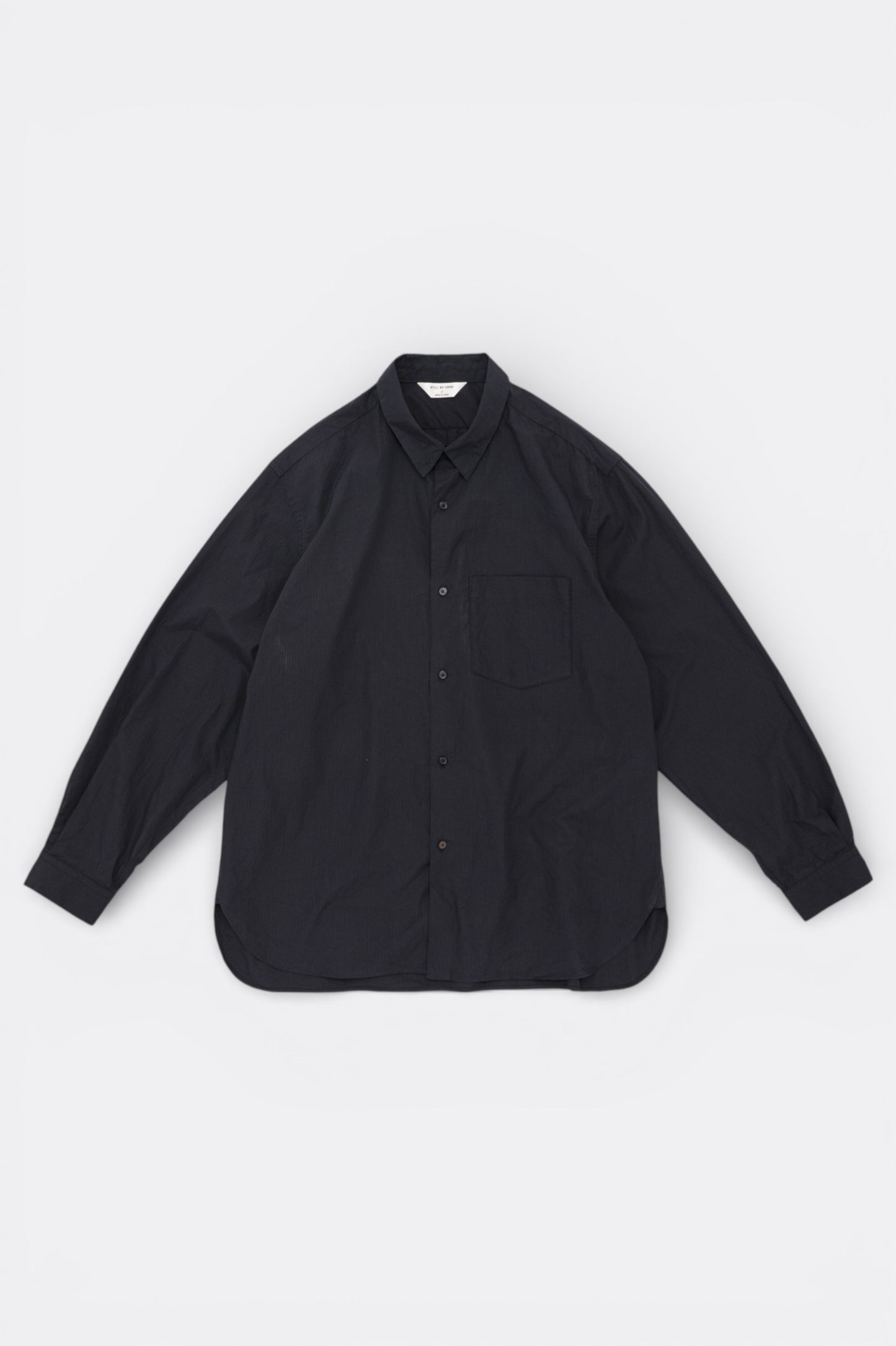 Chemise Col Classique Navy Stripe Still By Hand - Coton Japonais Nishiwaki