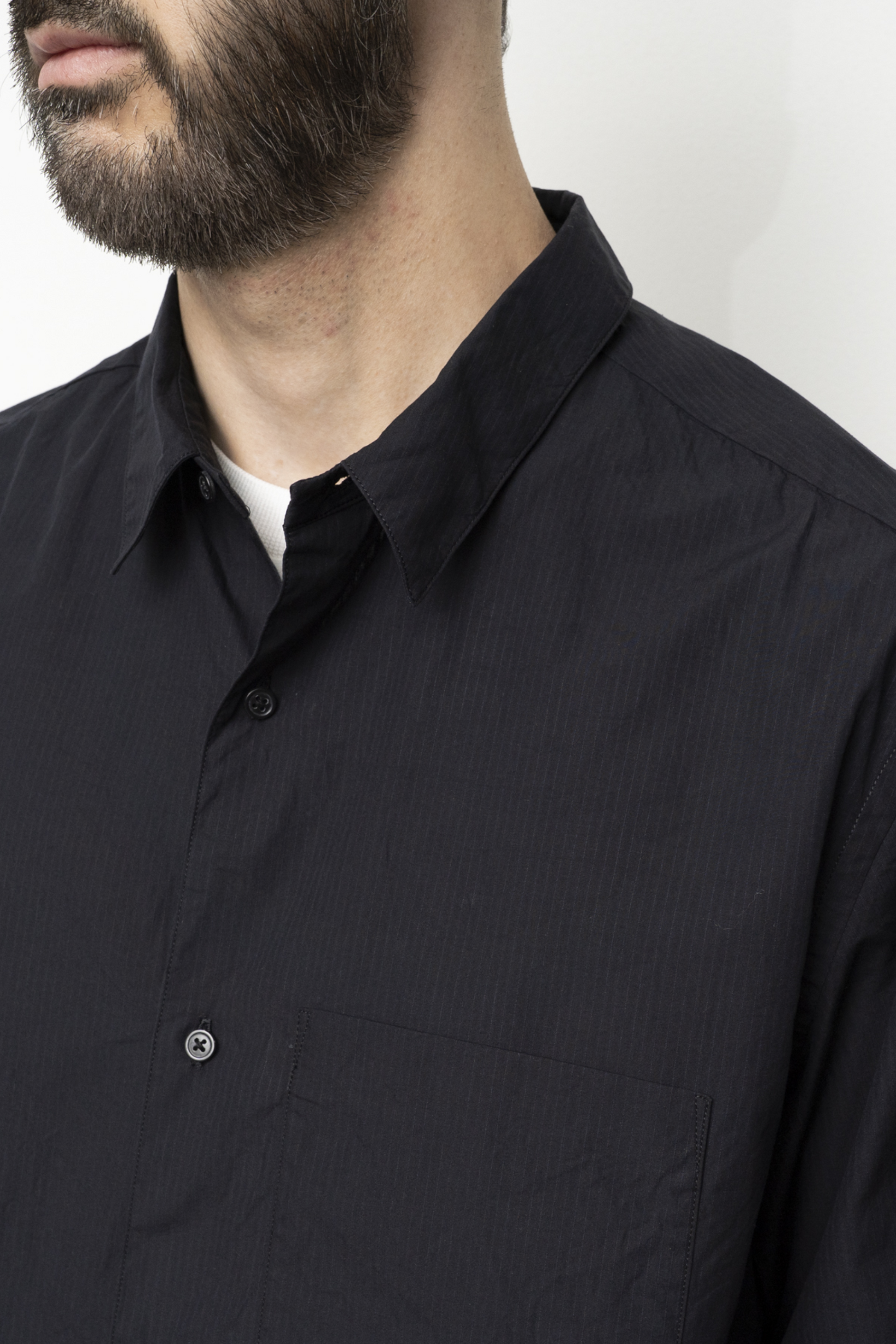 STILL BY HAND Regular Collar Shirt White Stripe | Chemise Coton Japonais | Edgar Bdx