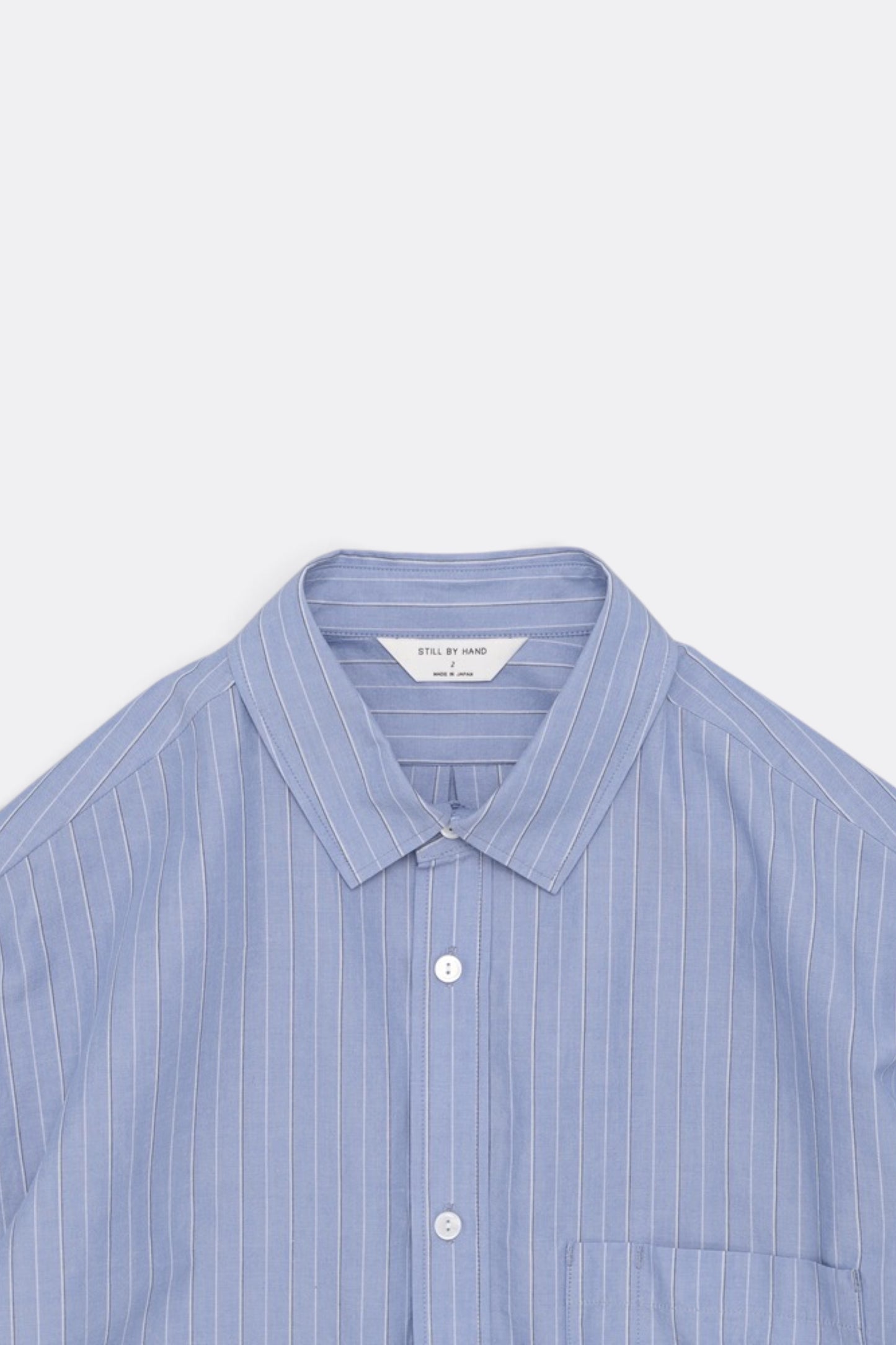 STILL BY HAND Striped Pullover Shirt Blue Stripe | Chemise Raye Coton Japonais | Edgar Bdx
