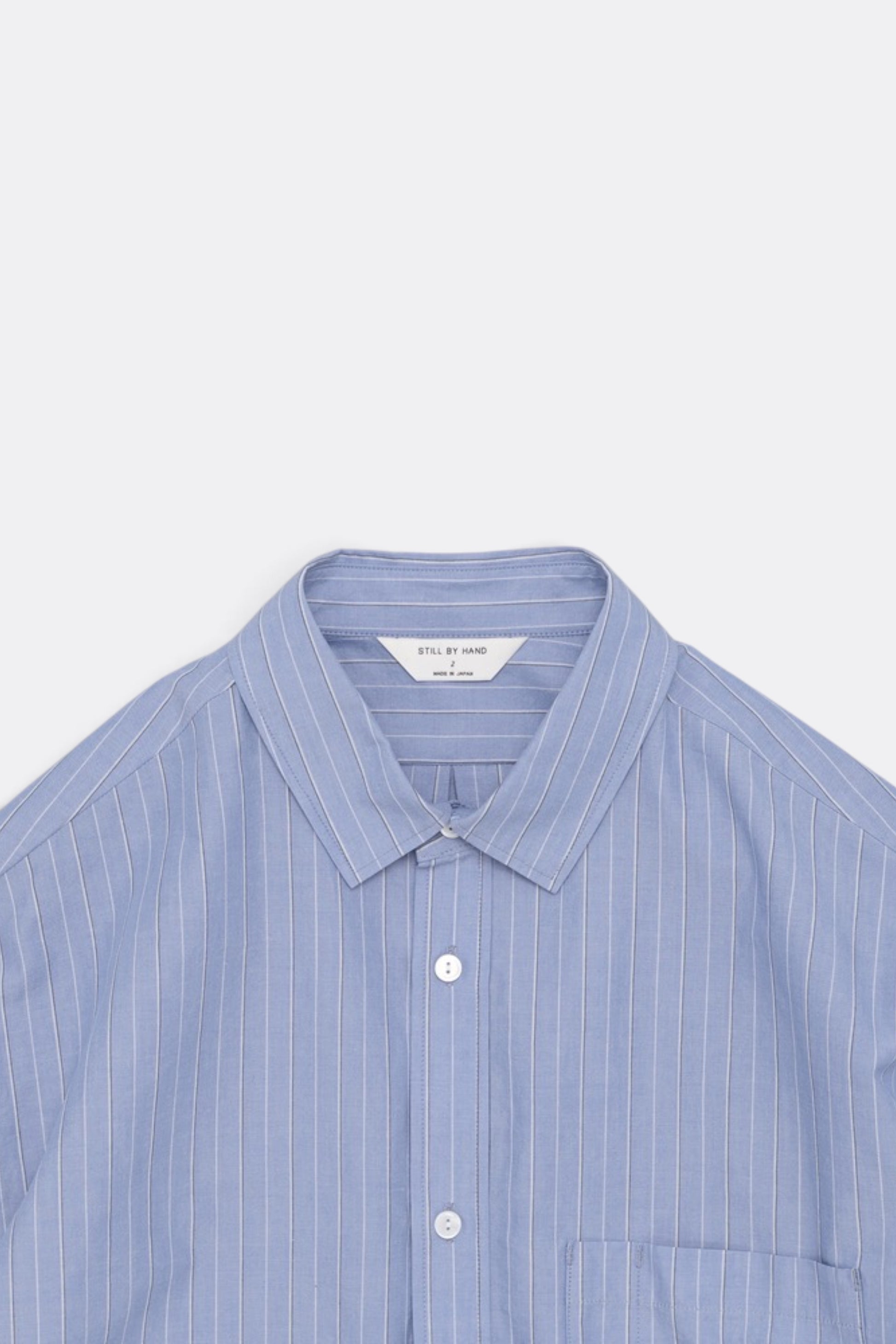 STILL BY HAND Striped Pullover Shirt Blue Stripe | Chemise Raye Coton Japonais | Edgar Bdx