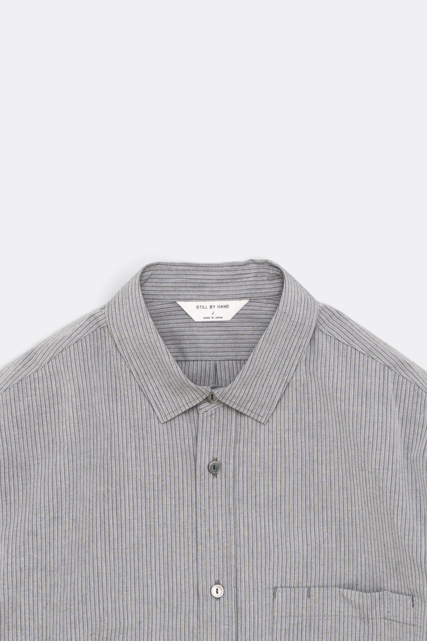 STILL BY HAND Striped Pullover Shirt Grey Stripe | Chemise Raye Coton Japonais | Edgar Bdx