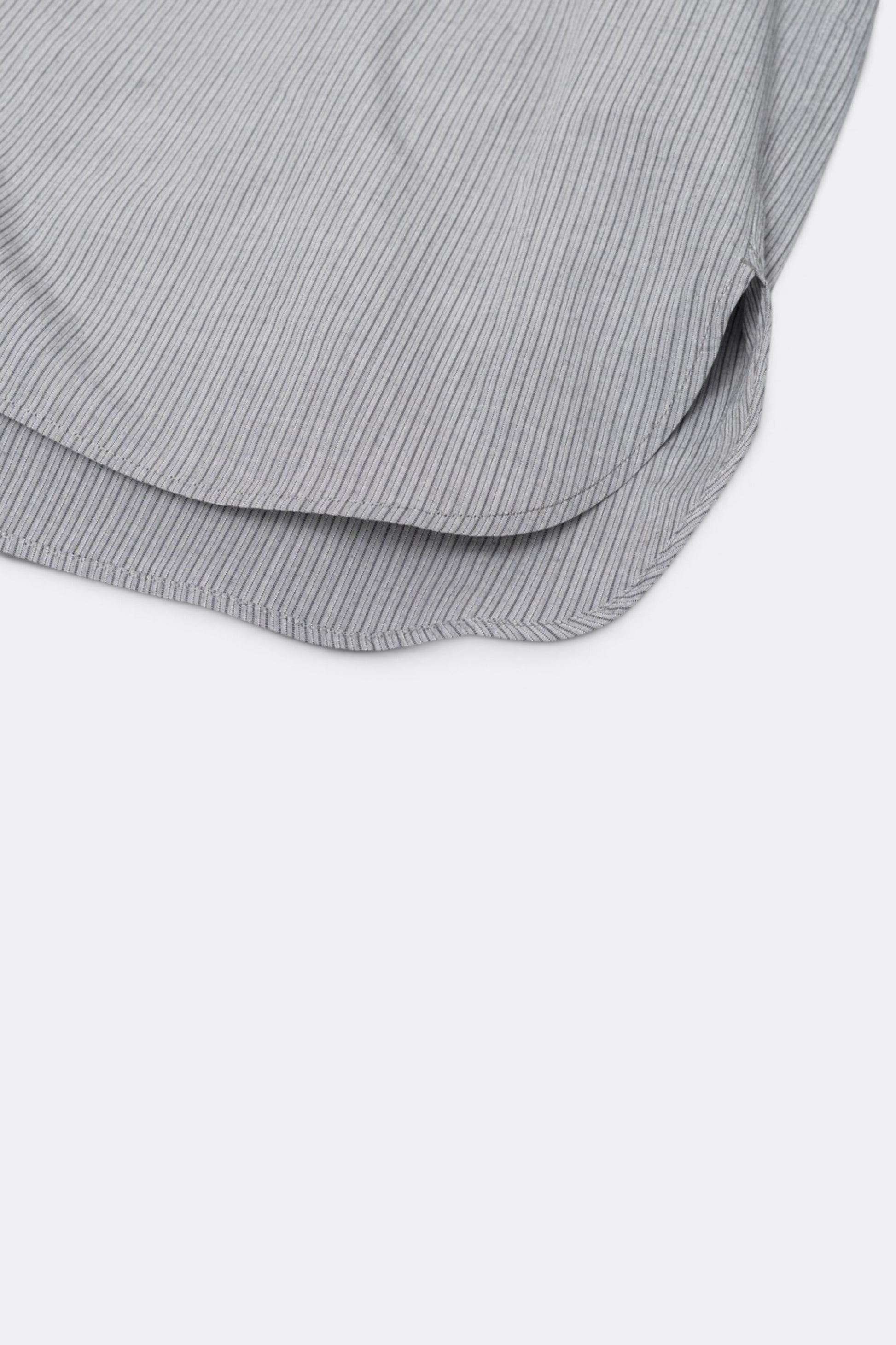 STILL BY HAND Striped Pullover Shirt Grey Stripe | Chemise Raye Coton Japonais | Edgar Bdx