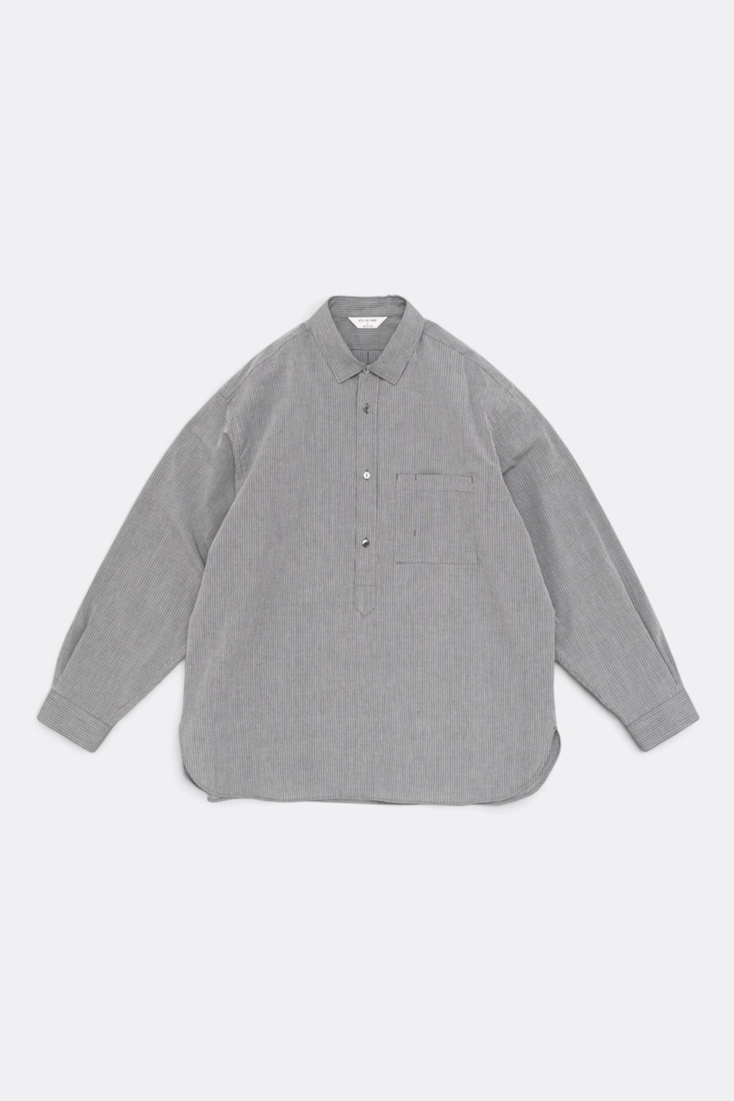 STILL BY HAND Striped Pullover Shirt Grey Stripe | Chemise Raye Coton Japonais | Edgar Bdx