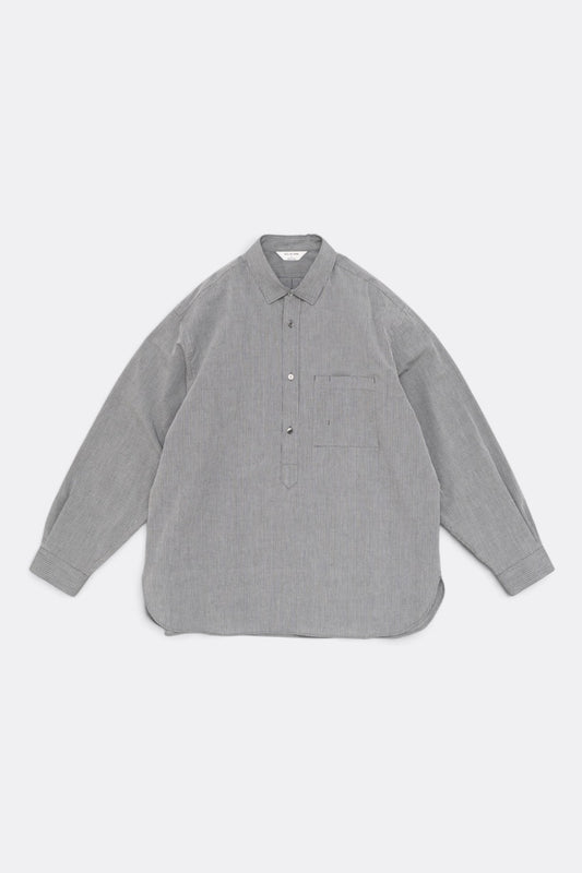STILL BY HAND Striped Pullover Shirt Grey Stripe | Chemise Raye Coton Japonais | Edgar Bdx