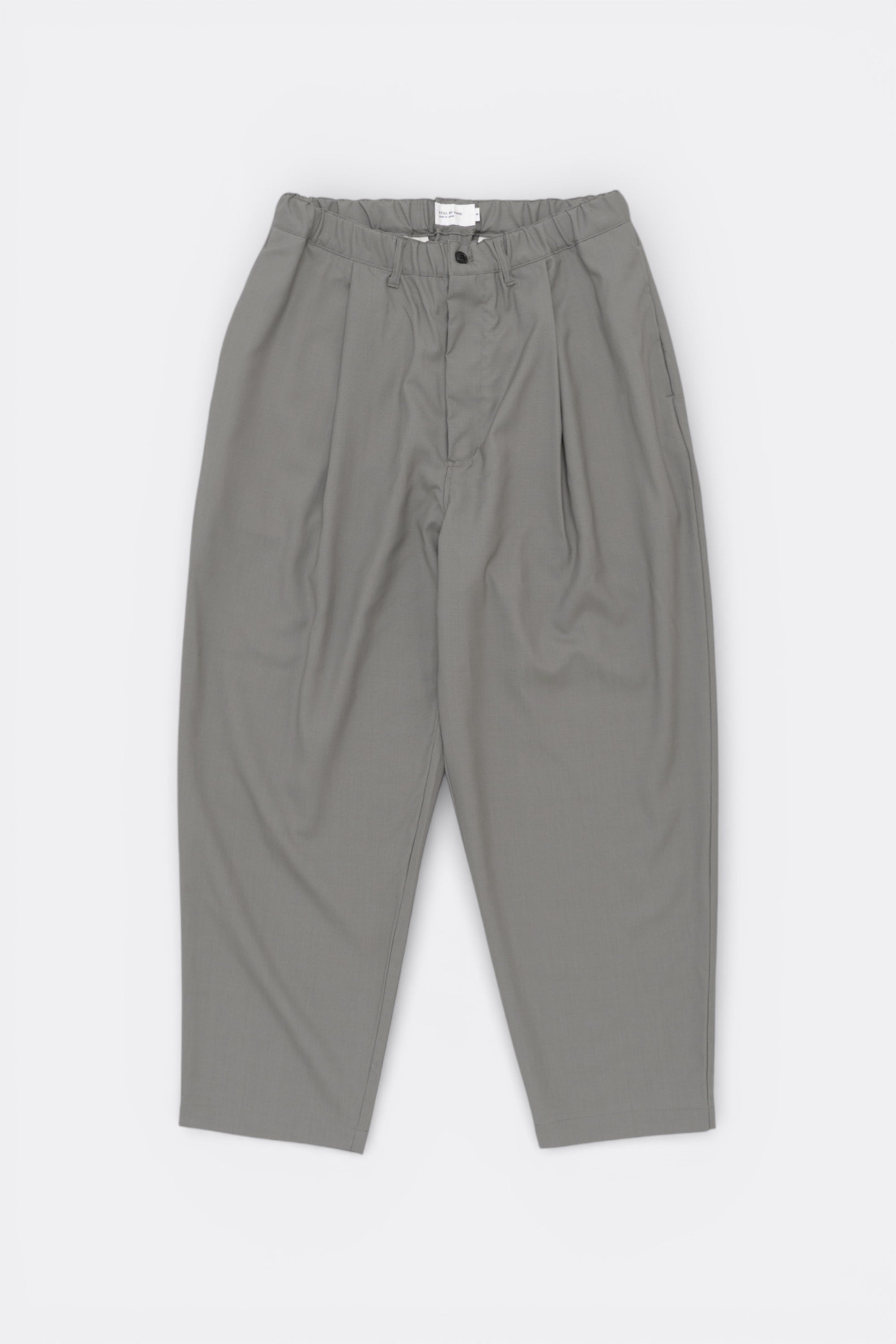 Still By Hand - Wide Leg Summer Wool Trousers (Grey) | Japanese