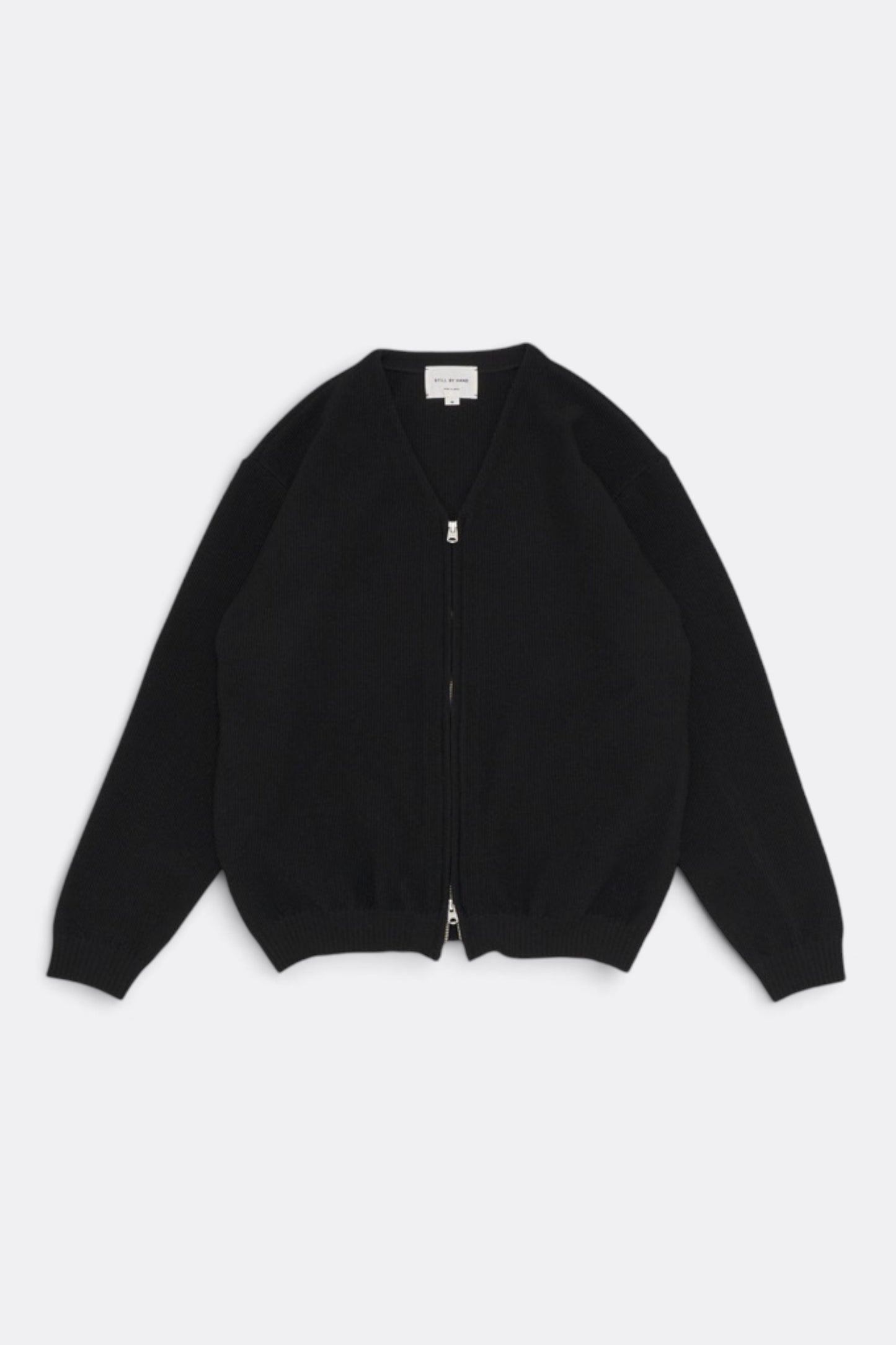 STILL BY HAND Zip Up Cardigan Black | Cardigan Maille Japonais | Edgar Bdx