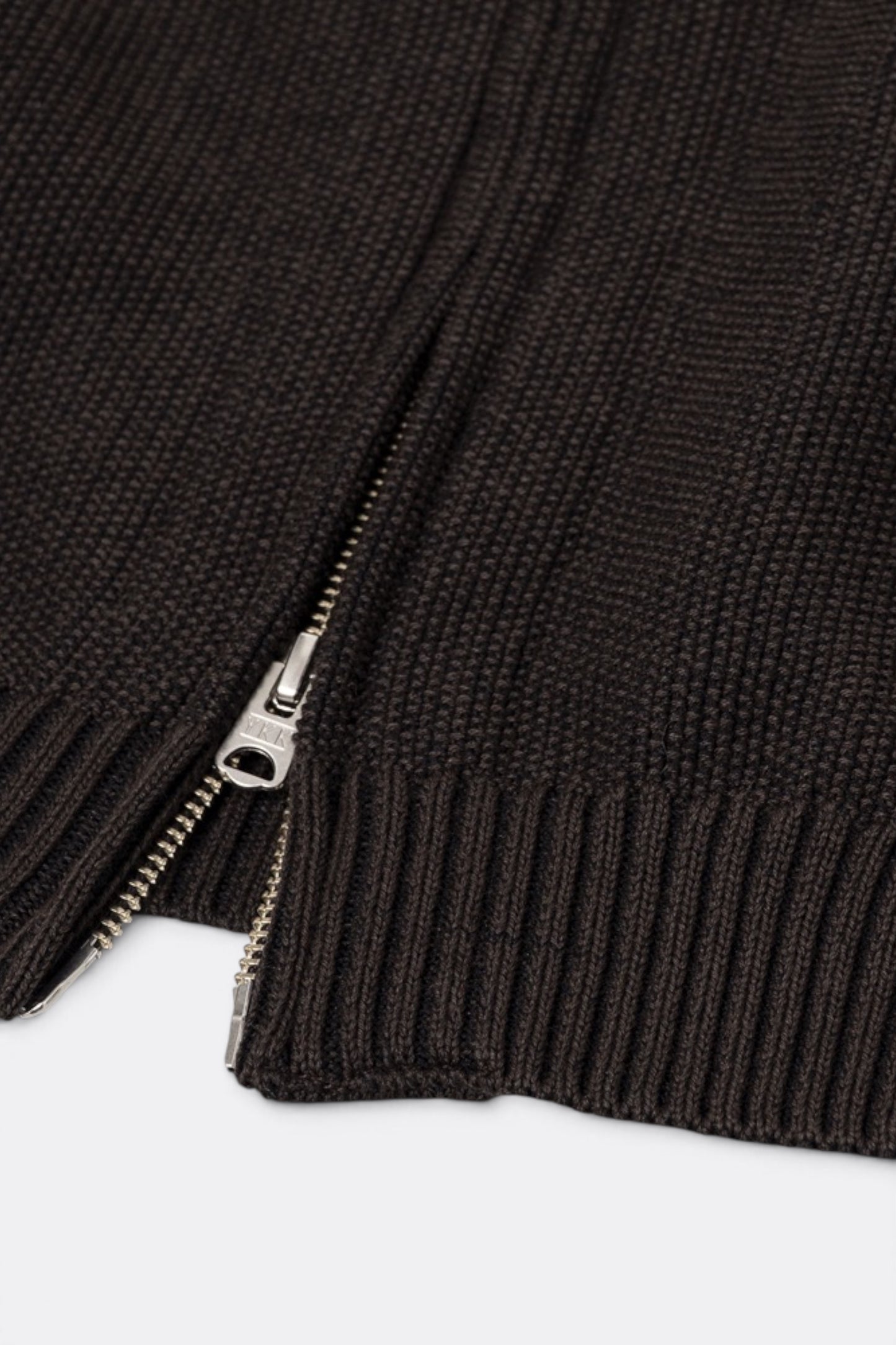 STILL BY HAND Zip Up Cardigan Brown Charcoal | Cardigan Maille Japonais | Edgar Bdx
