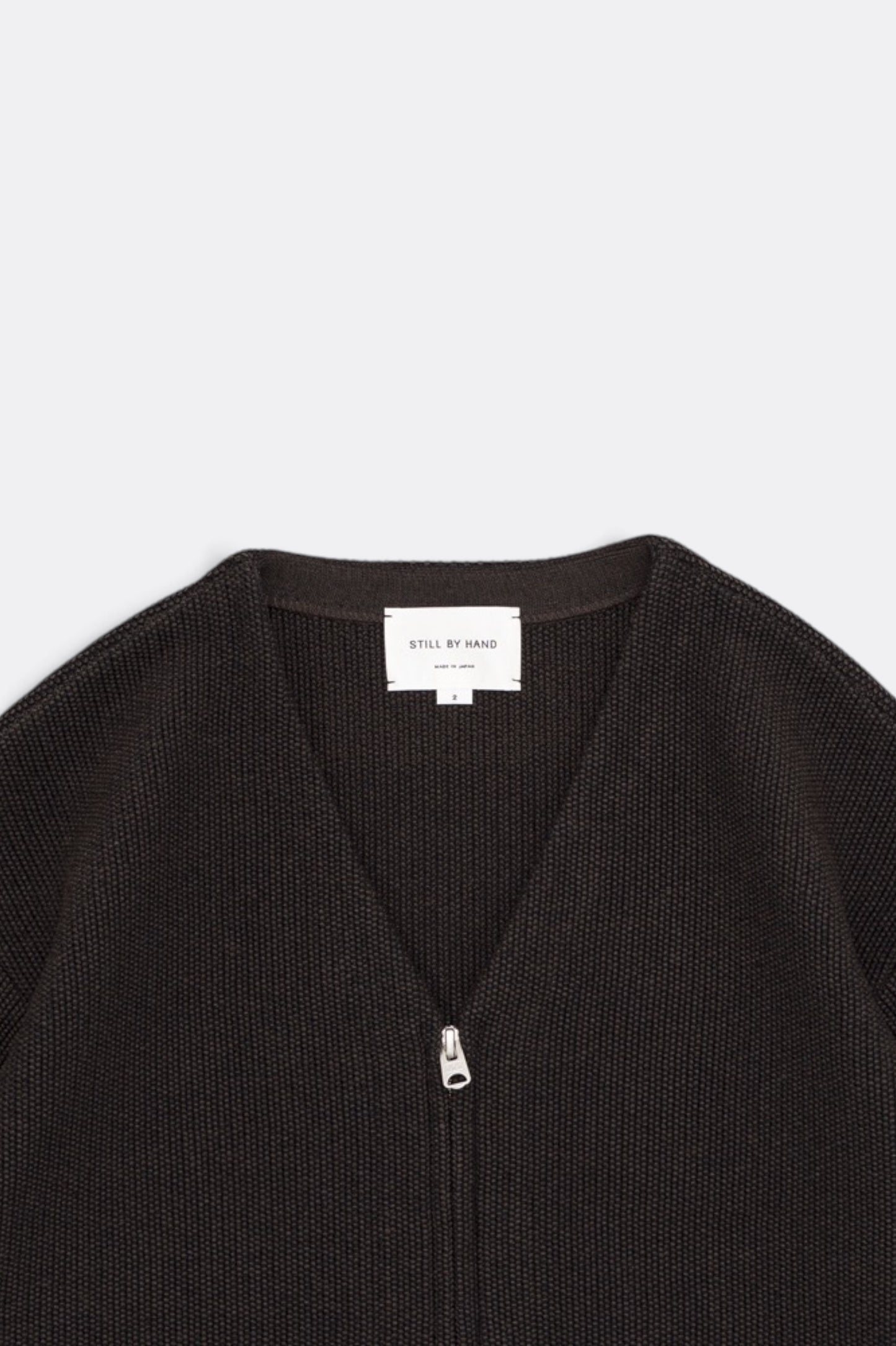 STILL BY HAND Zip Up Cardigan Brown Charcoal | Cardigan Maille Japonais | Edgar Bdx
