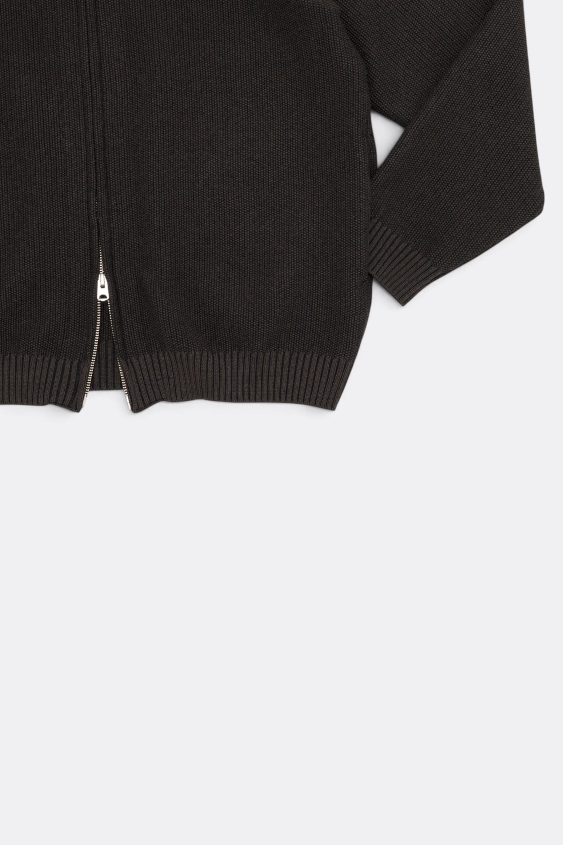 STILL BY HAND Zip Up Cardigan Brown Charcoal | Cardigan Maille Japonais | Edgar Bdx