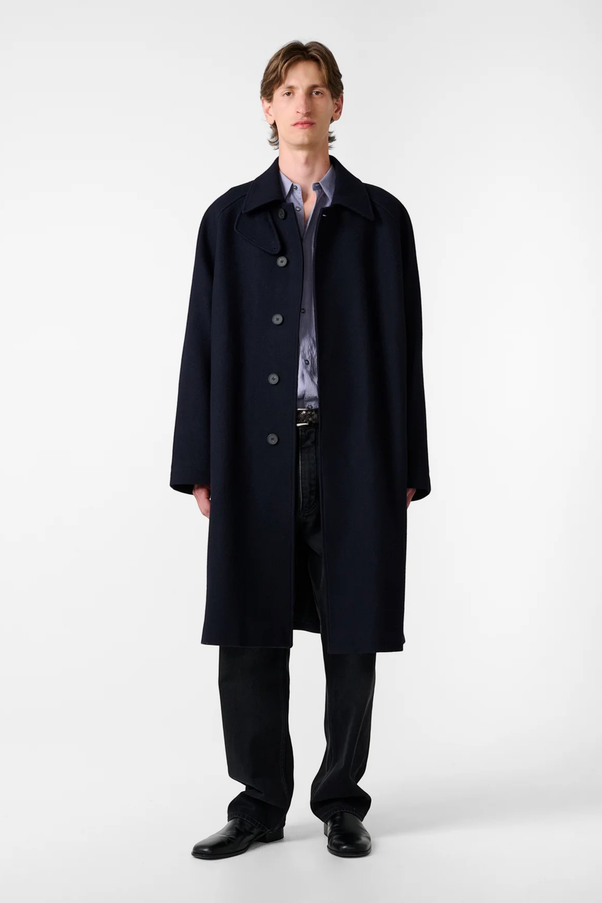 STUDIO NICHOLSON Cabo Wool Coat Dark Navy | Manteau Laine Premium | Edgar Bdx