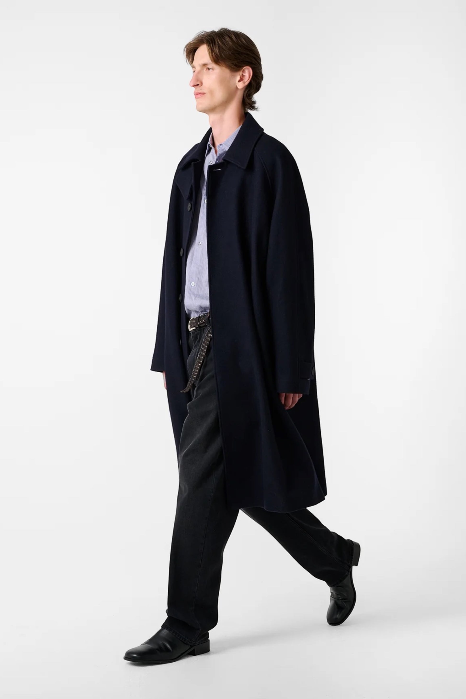STUDIO NICHOLSON Cabo Wool Coat Dark Navy | Manteau Laine Premium | Edgar Bdx