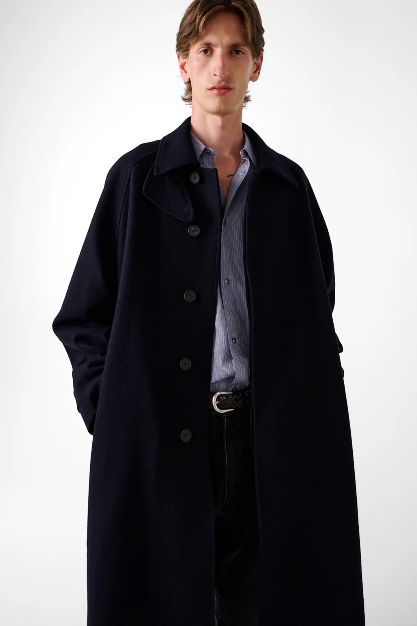 STUDIO NICHOLSON Cabo Wool Coat Dark Navy | Manteau Laine Premium | Edgar Bdx