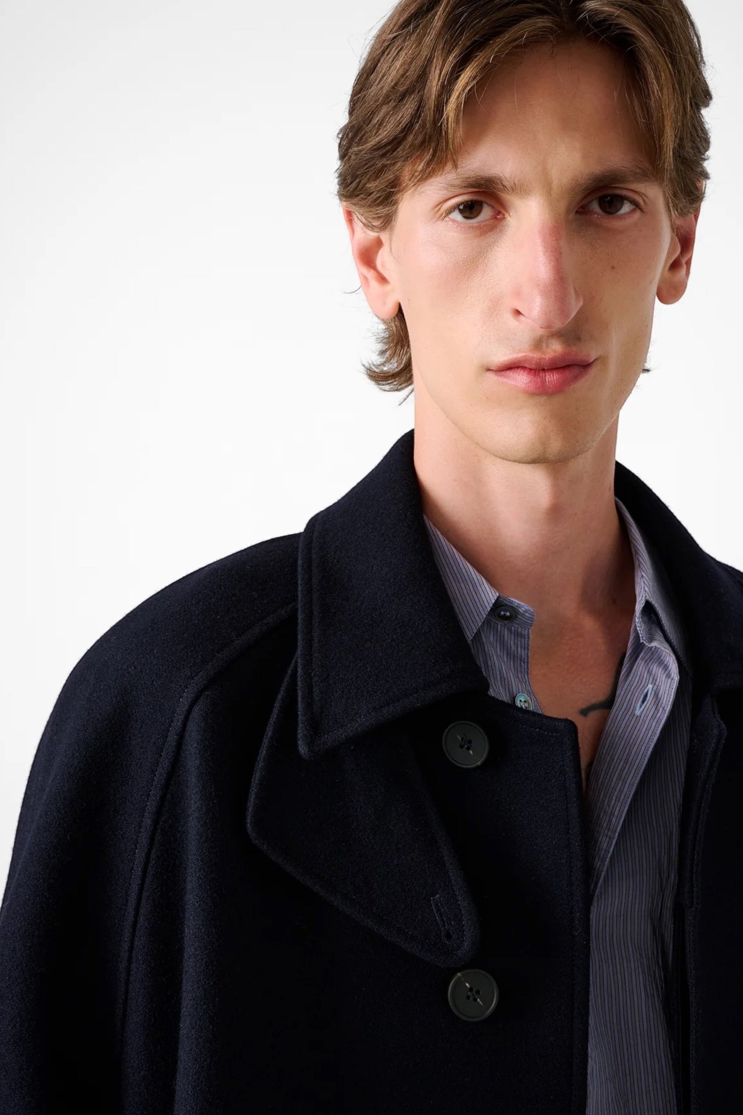 STUDIO NICHOLSON Cabo Wool Coat Dark Navy | Manteau Laine Premium | Edgar Bdx