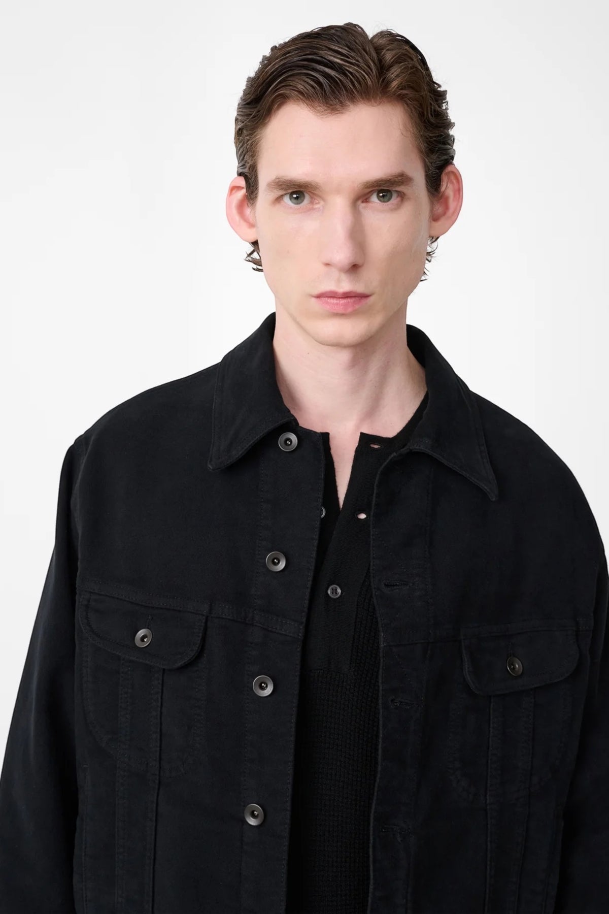STUDIO NICHOLSON Derby Moleskin Jacket Black | Edgar Bdx