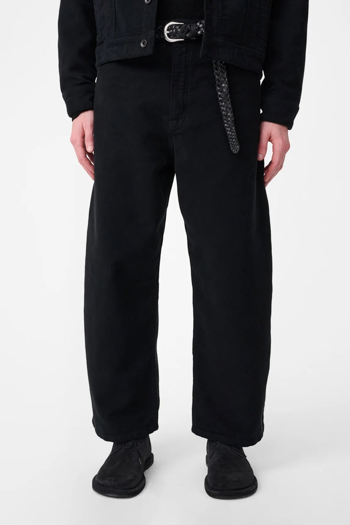 STUDIO NICHOLSON Paolo Moleskin Wide Leg Pant Black | Edgar Bdx