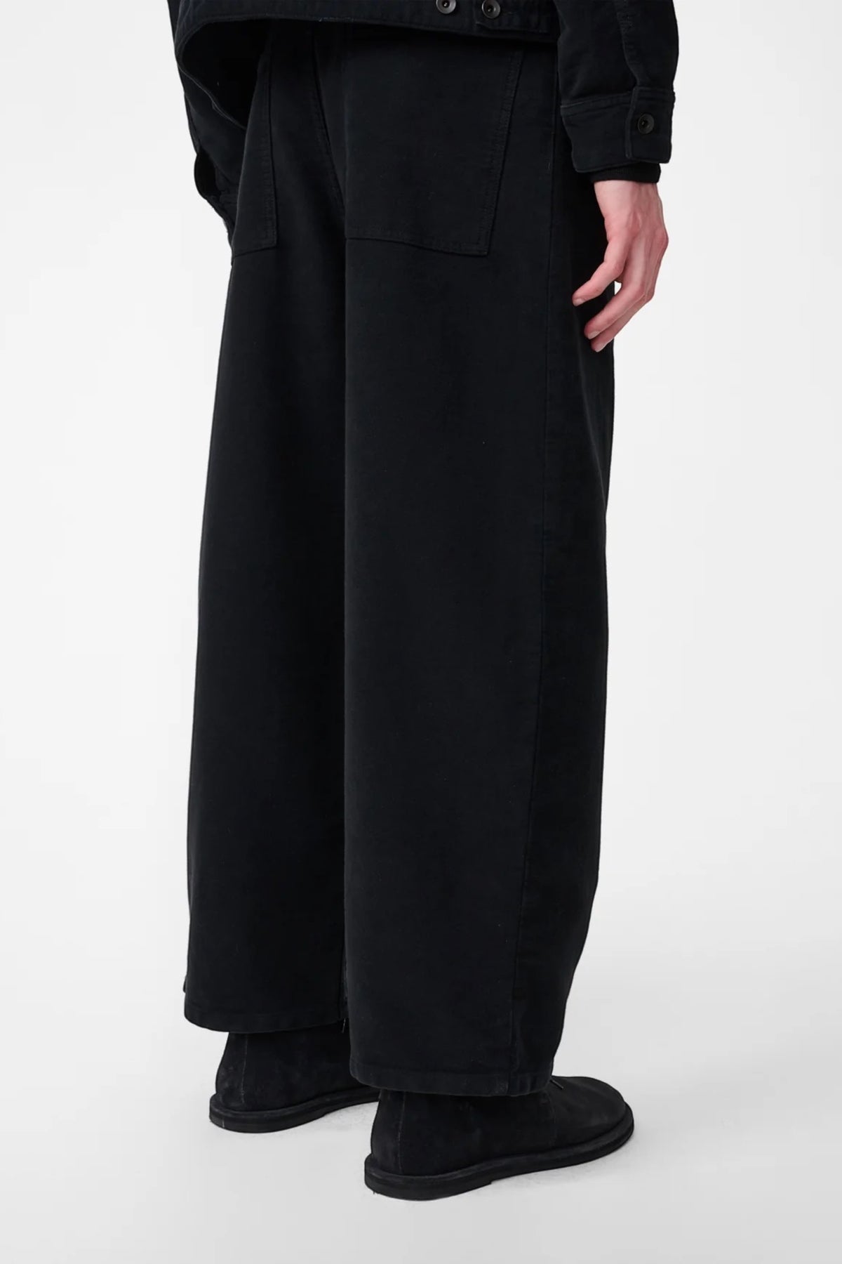 STUDIO NICHOLSON Paolo Moleskin Wide Leg Pant Black | Edgar Bdx