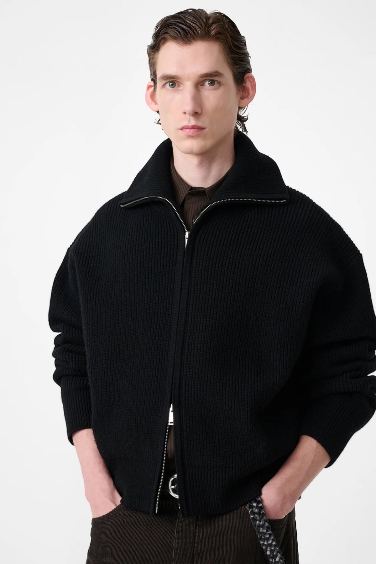 STUDIO NICHOLSON Sandos Knit Black | Pull Mérinos RWS | Edgar Bdx