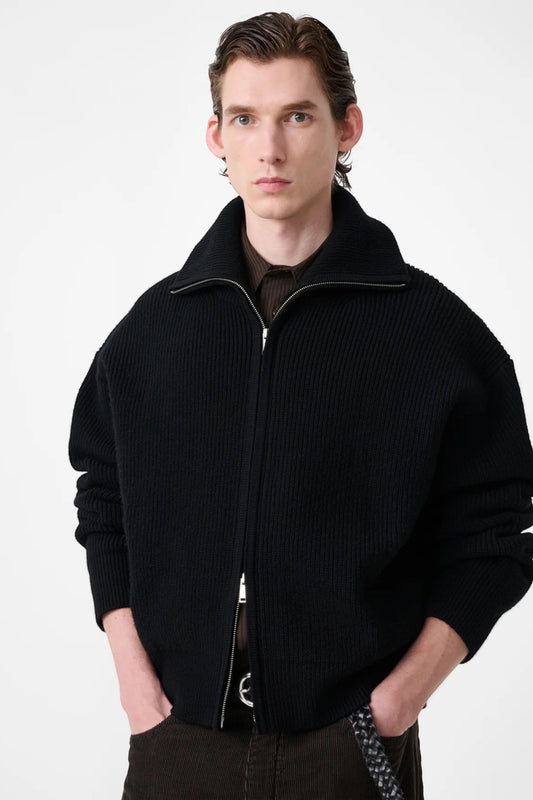 STUDIO NICHOLSON Sandos Knit Black | Pull Mérinos RWS | Edgar Bdx