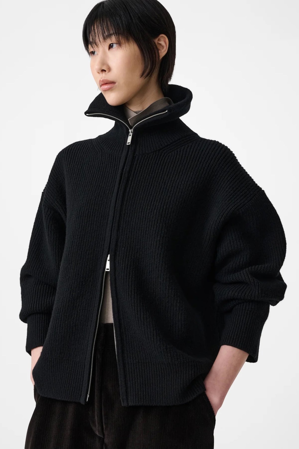 STUDIO NICHOLSON Sandos Knit Black | Pull Mérinos RWS | Edgar Bdx