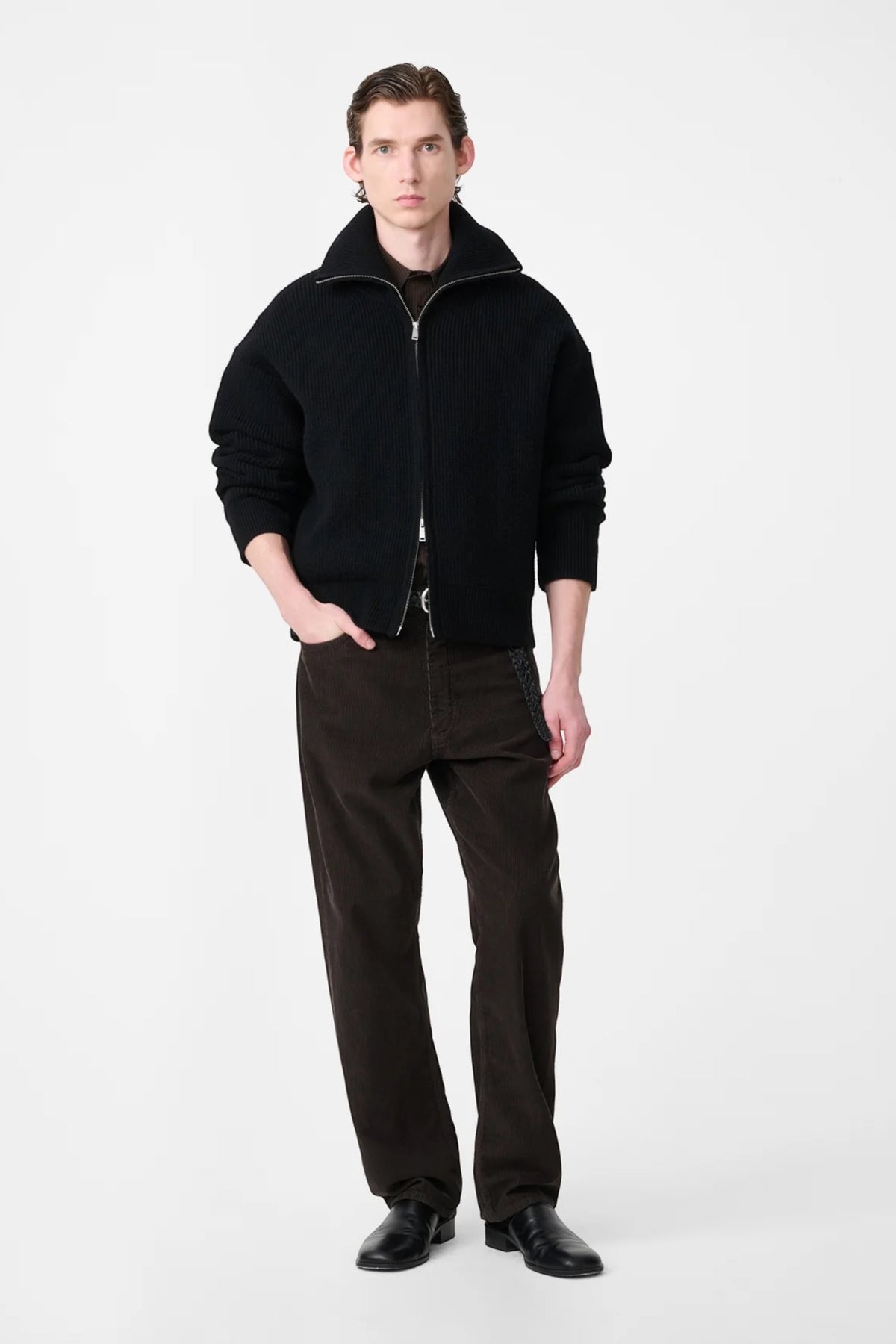 STUDIO NICHOLSON Sandos Knit Black | Pull Mérinos RWS | Edgar Bdx
