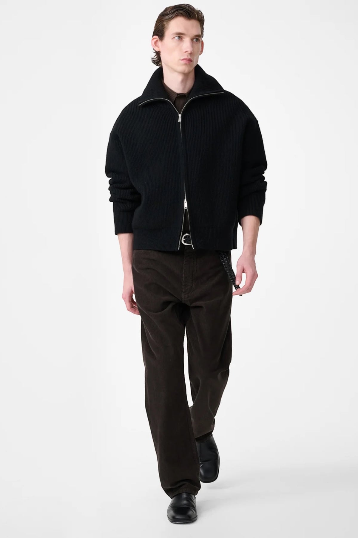 STUDIO NICHOLSON Sandos Knit Black | Pull Mérinos RWS | Edgar Bdx