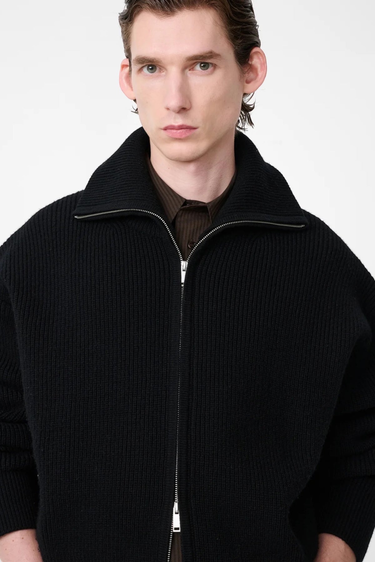 STUDIO NICHOLSON Sandos Knit Black | Pull Mérinos RWS | Edgar Bdx