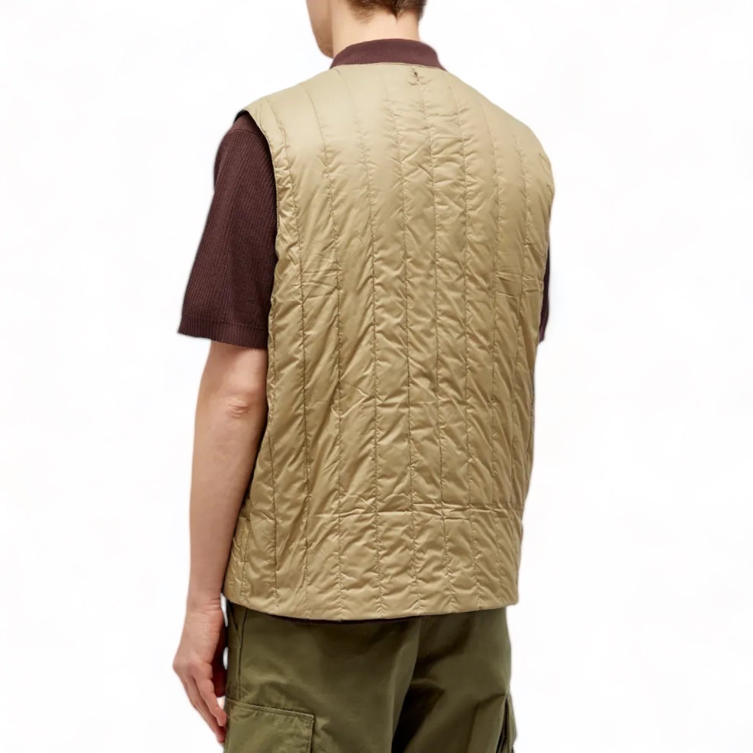 Taion x Beams Lights - Reversible China Button Inner Down Vest (Beige / Black)
