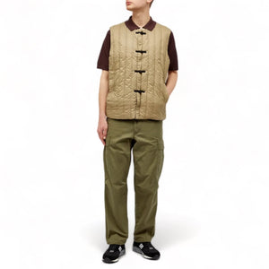 Taion x Beams Lights - Reversible China Button Inner Down Vest (Beige / Black)