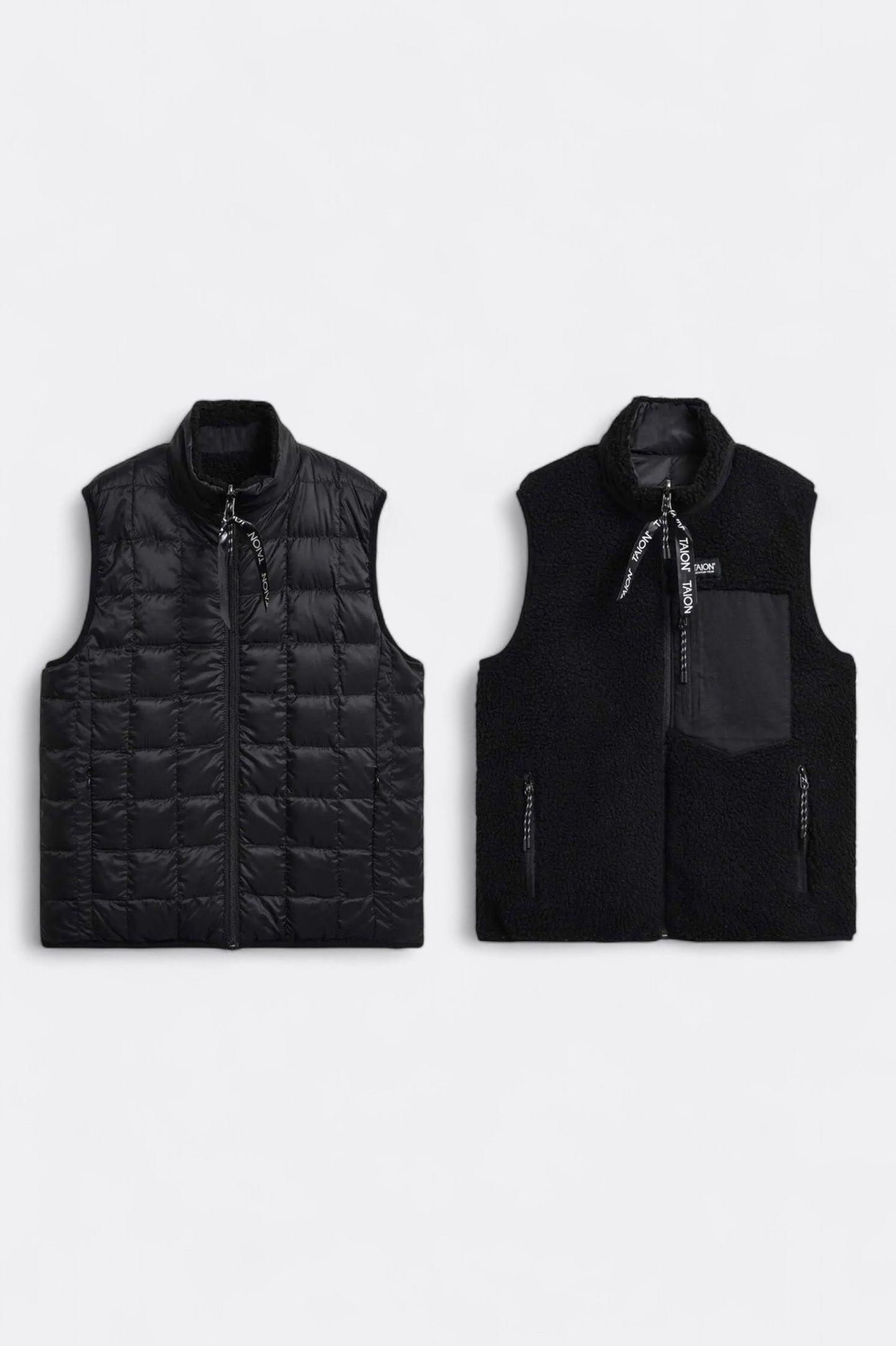 Taion - Down × Boa Reversible Down Vest (Black / Black)