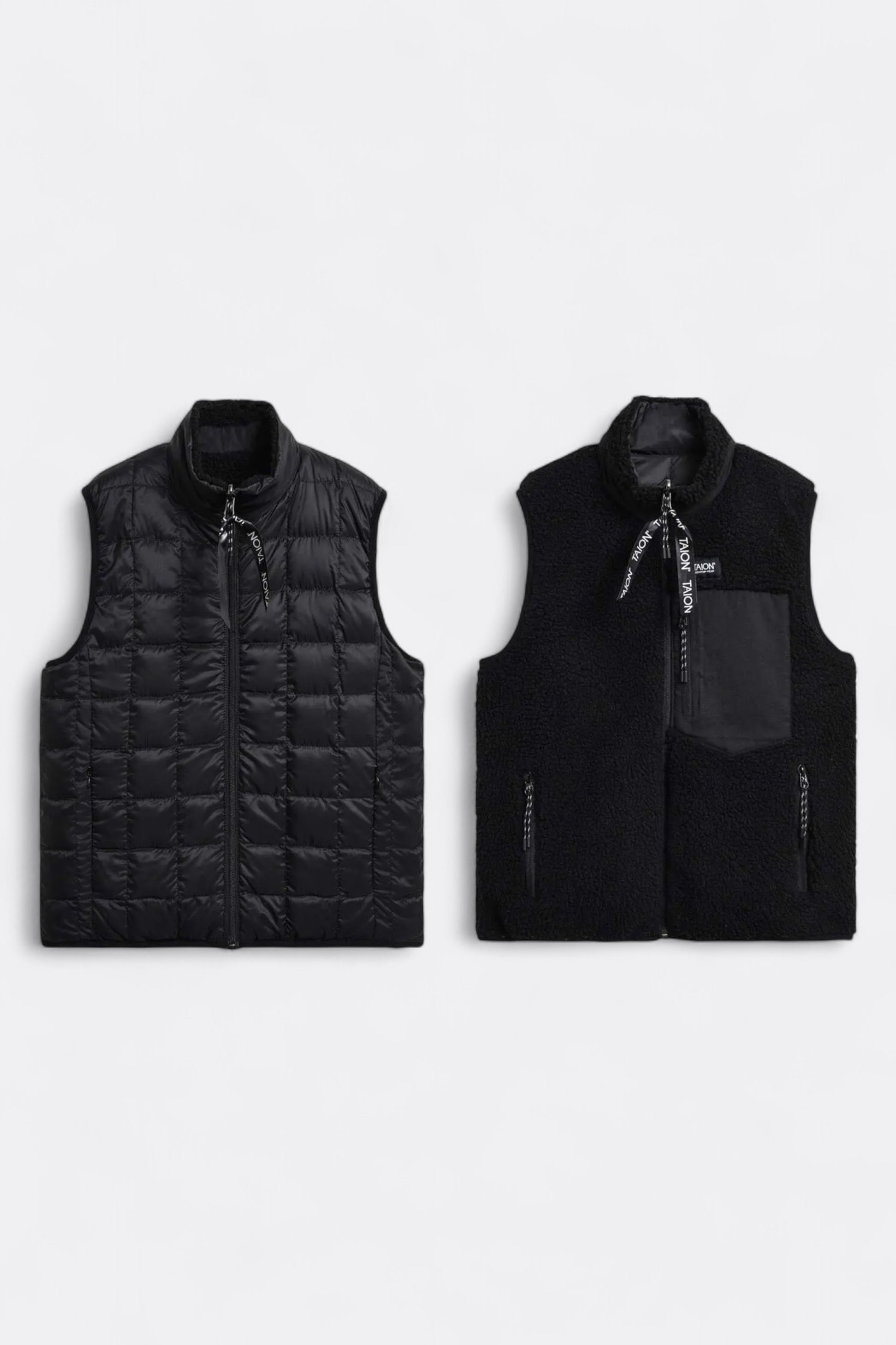 Taion - Down × Boa Reversible Down Vest (Black / Black)