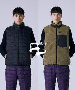 Taion -  Down × Boa Reversible Vest (Navy / Ivory)