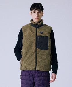 Taion -  Down × Boa Reversible Vest (Navy / Ivory)