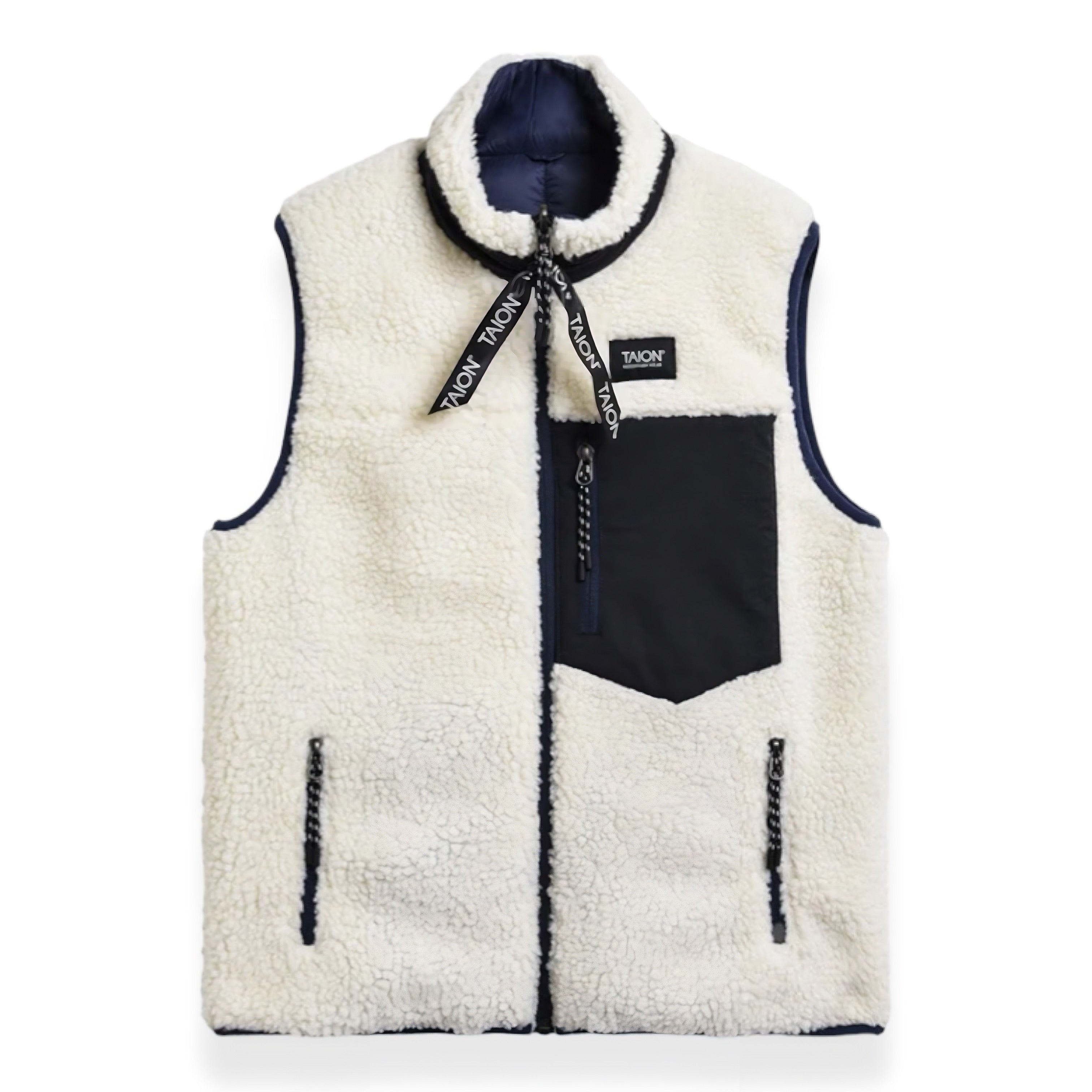 Taion -  Down × Boa Reversible Vest (Navy / Ivory)