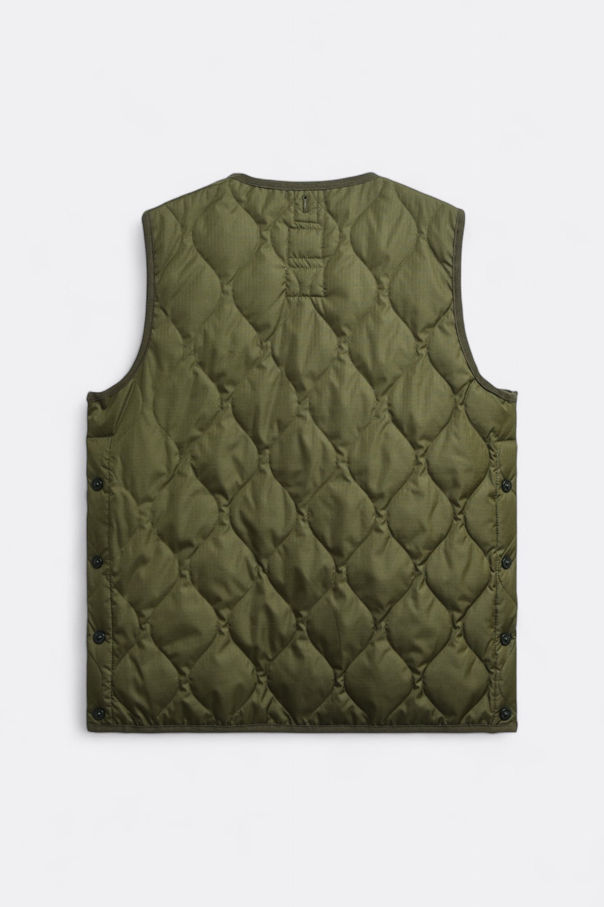 TAION Military Zip V Neck Down Vest Dark Khaki | Gilet | Edgar Bdx