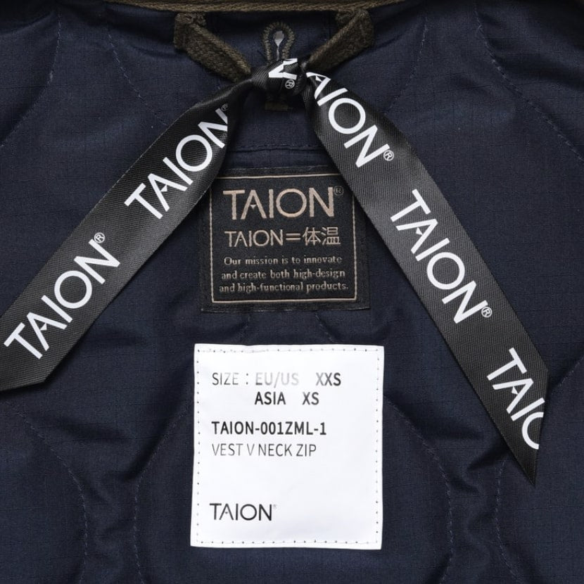 Taion - Military Zip V Neck Down Vest (Light Brown)