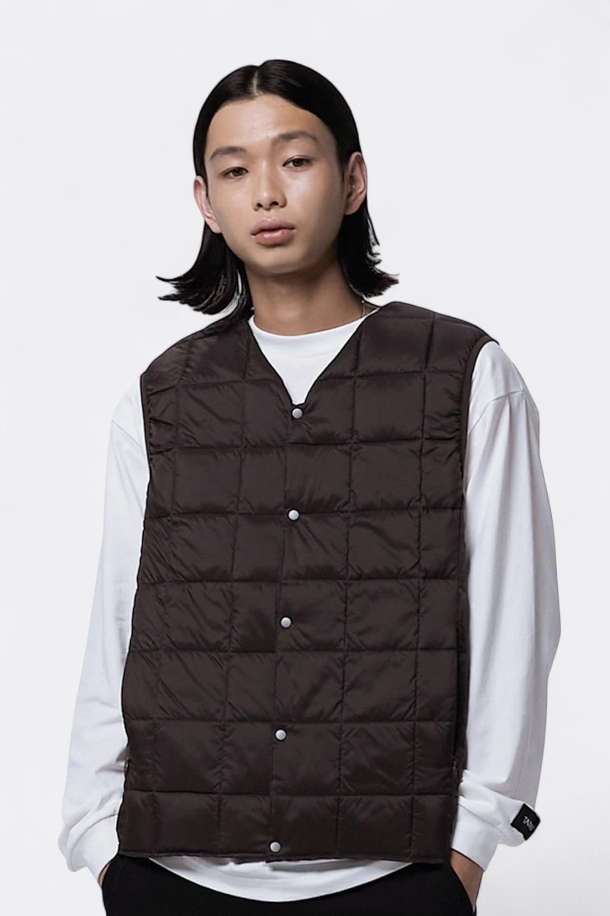 Taion - V-Neck Down Vest (Khaki Leopard)
