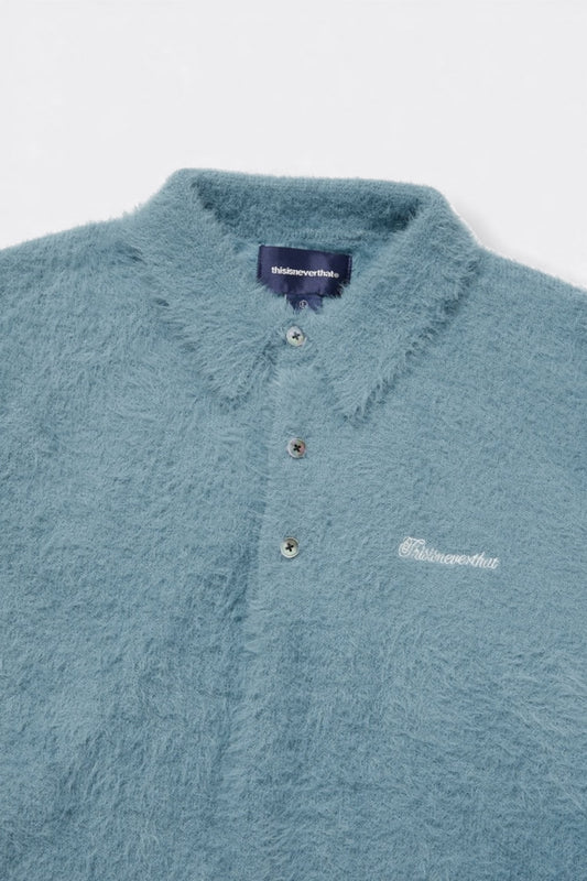thisisneverthat - SCT-Logo Shaggy Knit Polo (Light Blue)