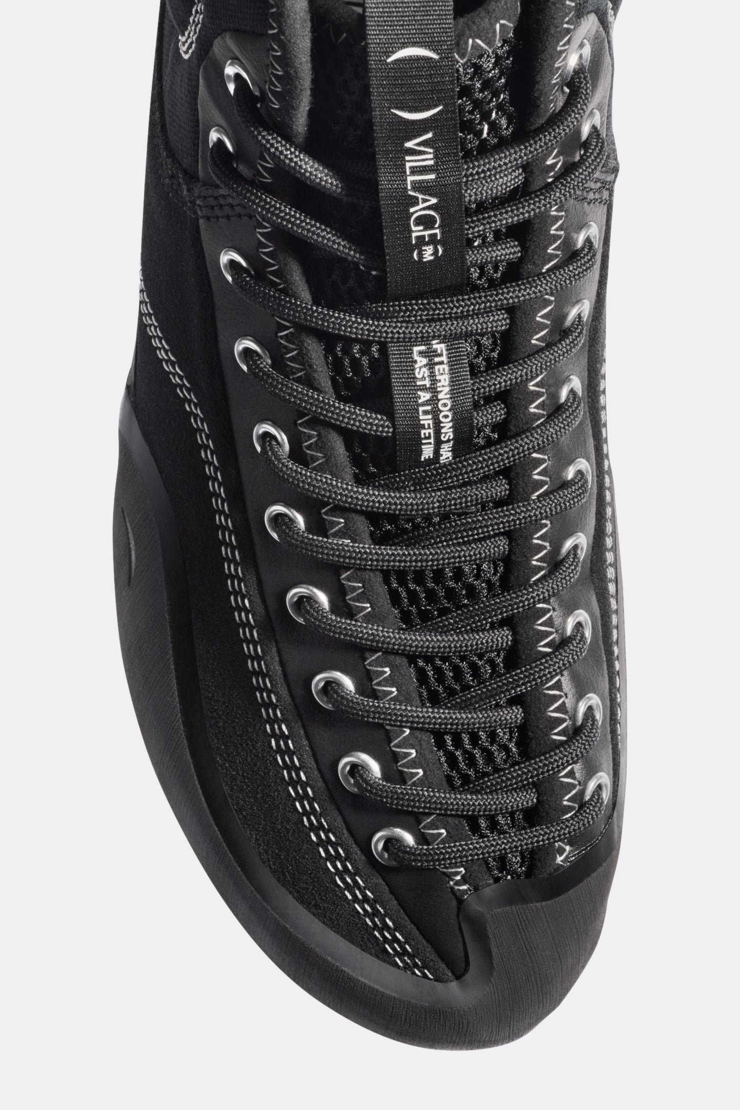 Village PM 1PM Mid Black / Natural Black Skate Shoes | Rubber Glove Technology