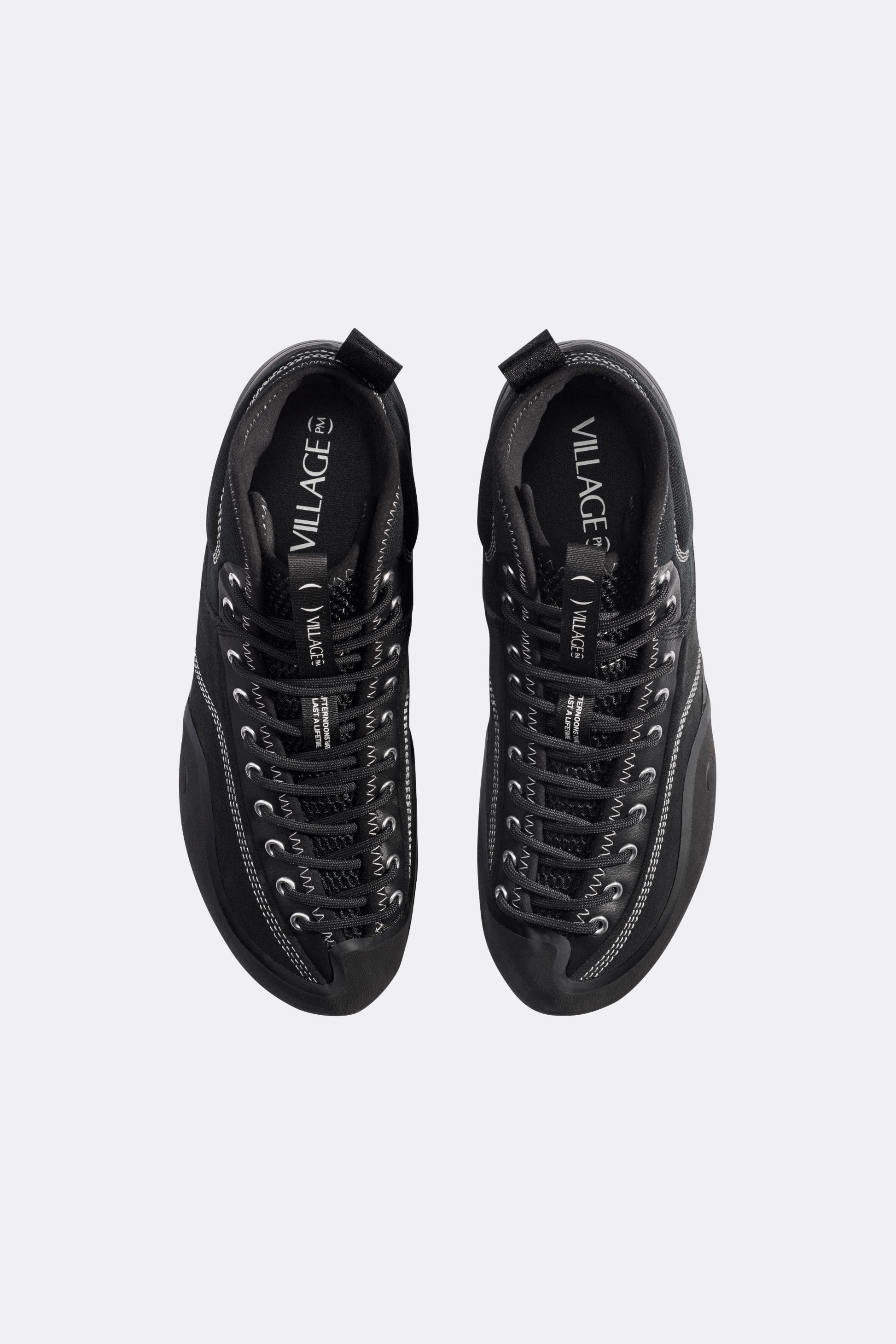 Village PM 1PM Mid Black / Natural Black Skate Shoes | Rubber Glove Technology