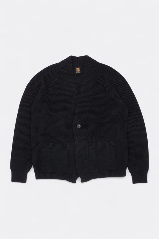 BATONER Waso 1 Button Cardigan Black | Cardigan Mérinos | Edgar Bdx