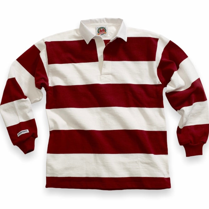 Barbarian - Rugby Shirt 4 Inch Stripe (White / Maroon)