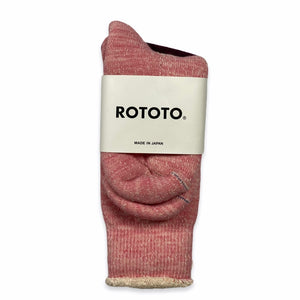 RoToTo - Double Face Crew Socks (Light Pink)